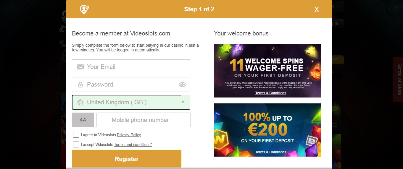 how to register at an online casino